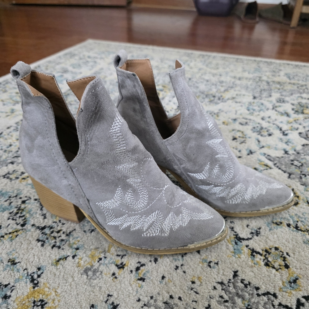 Gray Suede Ankle Boots